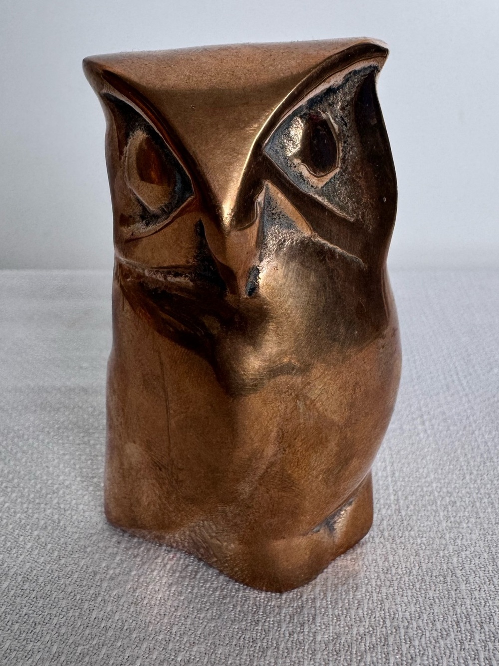 Hoselton Heavy Brass Signed Owl Figure Made in Canada